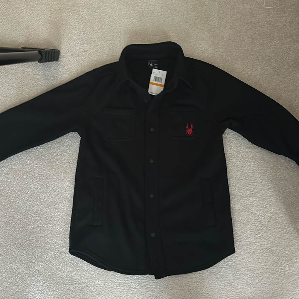 Spyder mens snap up shirt jacket, black, small.